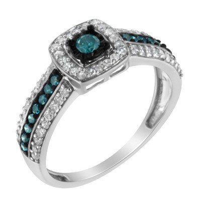 Silver Treated Blue Miracle-Set 1/2 Cttw Diamond Engagement Ring