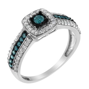 Silver Treated Blue Miracle-Set 1/2 Cttw Diamond Engagement Ring - 1 of 4