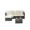 3-Pieces Outdoor Patio L-Shaped Sectional Sofa Set with Glass Coffee Table - 4 of 4
