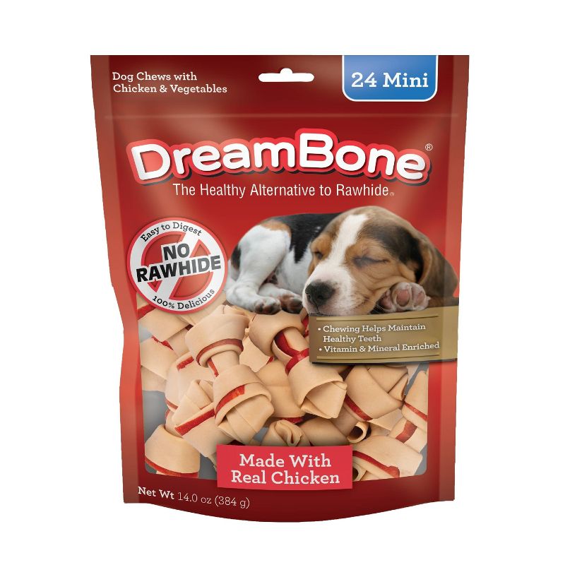 DreamBone Mini Bones with Chicken and Vegetable Flavor Dog Treats, 1 of 6
