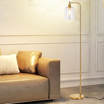 Industrial Floor Lamp, Dimmable Standing Lamp with Glass Shade,Tall Lamp with Remote & Foot Control, LED Bright Corner Lamp with 6W Bulb for Bedroom