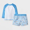 Baby Boys' 2pc Disney Winnie the Pooh Long Sleeve Rash Guard Trunk Set - Cream/Blue - 2 of 4