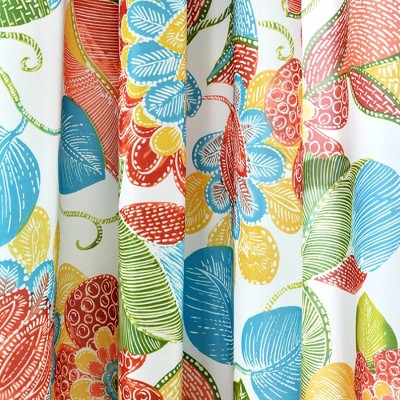 Layla Floral Light-Filtering Blue Polyester Window Curtain Panels