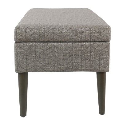 Mid-Century Textured Gray Multipurpose Storage Bench