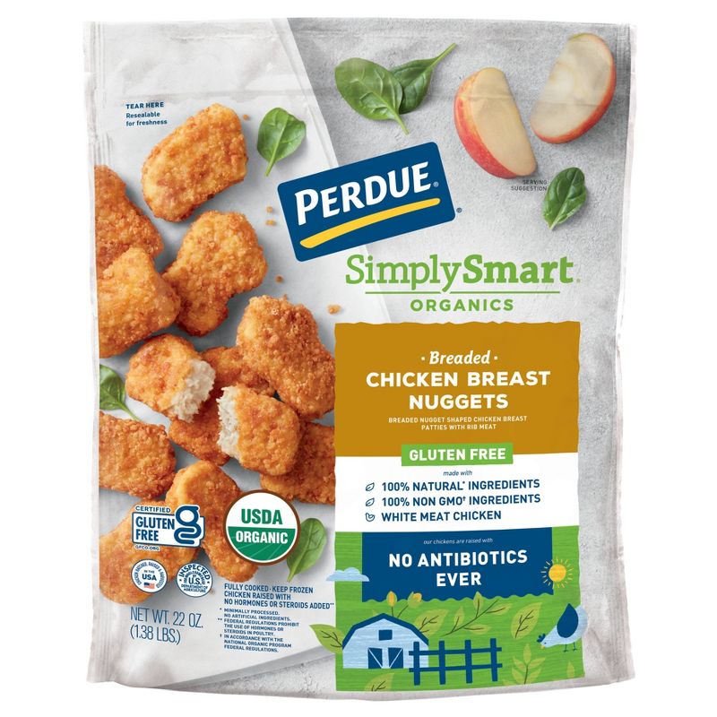 Perdue Simply Smart Organics Gluten Free Breaded Chicken Breast Nuggets - Frozen - 22oz, 1 of 9