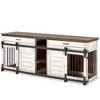 Erommy 84" Wood Dog Crate Furniture Indoor with Divider, Dog Crate End Table with 2 Drawers for Large Breeds, White - 2 of 4