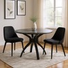HomeRoots 50" Black Faux Marble and Steel Pedestal Base Round Top Dining Table - 2 of 4