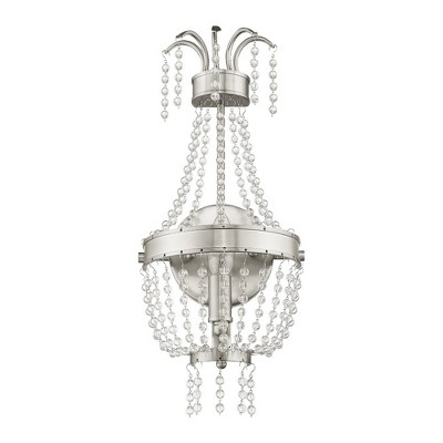 Brushed Nickel Sconce with Clear Crystal Shade