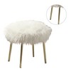 Simple Relax Faux Fur Upholstery Ottoman in White and Gold - 3 of 4