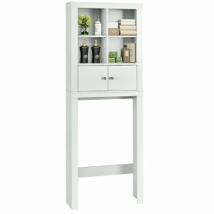 Costway Over the Toilet Storage Rack Bathroom Space Saver w/ Adjustable Shelf & Cabinet - 1 of 4