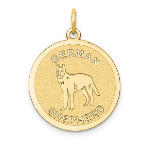 Black Bow Jewelry 14k Yellow Gold Laser Etched German Shepherd Disc Pendant, 19mm - 1 of 4