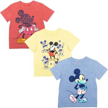 Disney Mickey Mouse 3 Pack Pullover Graphic T-Shirts Yellow/Red/Blue 