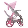 Cotton Candy Pink Twin Tandem Doll Stroller in Grey Polka Dots Fits 2 Dolls 18" - 4 of 4