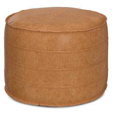 NicBex 20" Round Pouf Ottoman Soft Footstool for Lounge Area, Bedroom, Distressed Brown