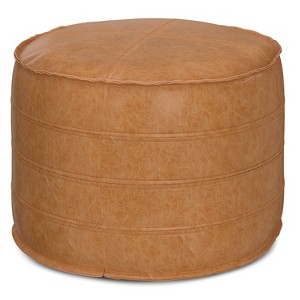 NicBex 20" Round Pouf Ottoman Soft Footstool for Lounge Area, Bedroom, Distressed Brown - 1 of 4