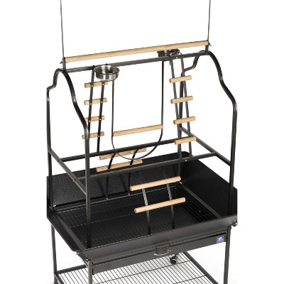 Black Hammertone Metal Parrot Playstand with Perches and Ladders