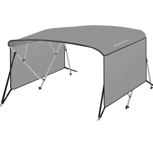4 Bow Bimini Top Cover, Boats with 1" Aluminum Alloy Frame, 2 Straps, 2 Adjustable Rear Support Pole, Zippered Storage Boot, PU Coating Canvas - 1 of 4