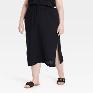 Women's Gauze Midi Pencil Skirt - Universal Thread™ - 1 of 3