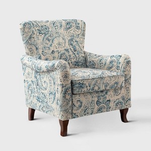 Vincent Wooden Upholstered Armchair with Fabric Pattern and Wingback Design for Bedroom| ARTFUL LIVING DESIGN - 1 of 4