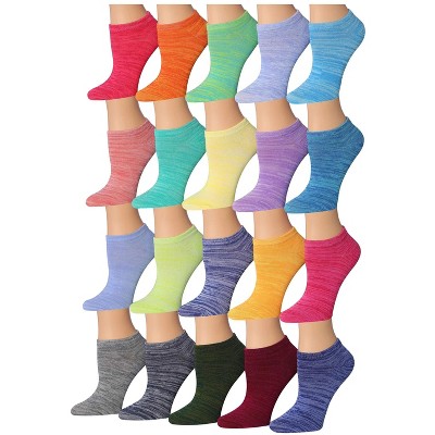 Tipi Toe Women's 20 Pairs Unique Vibrant Colored Space Dye Pattern No Show/Low Cut Socks