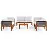 vidaXL Garden Lounge Set Cream, Brown Solid Acacia wood Large Modular - 3 of 4