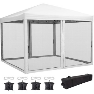 10x10' Pop Up Canopy, Heavy Duty Party Tent with 4 Sidewall Nets, Height Adjustable Portable Sun Shelter with Roller Bag for Parties Camping - 1 of 4