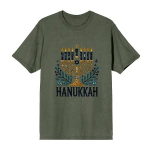 Hanukkah Menorah Adult Crew Neck Short Sleeve Tee - 1 of 3