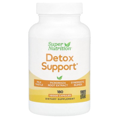 Super Nutrition Detox Support with Milk Thistle Extract, Picrorhiza Root Extract, Turmeric Extract, Dandelion Powder and Digestive Blend, 180 Veggie