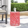 Lyngins Modern Iron Patio Side Table with Floral Cut Design, Cylindrical Outdoor End Table, Iron-cut Outdoor End Table for Patio - 2 of 4