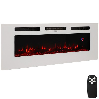 Sunnydaze 50" Indoor Wall-Mounted or Recesssed Installation Electric Fireplace - White