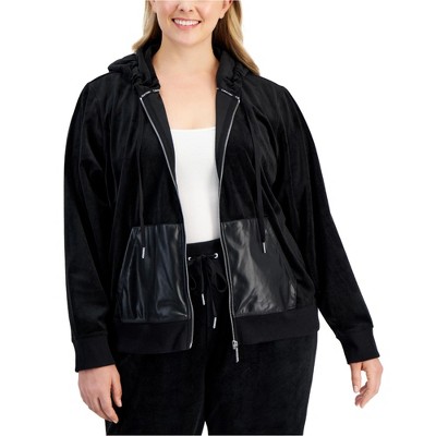 Calvin Klein Womens Velvet Comfy Zip Hoodie Sweatshirt