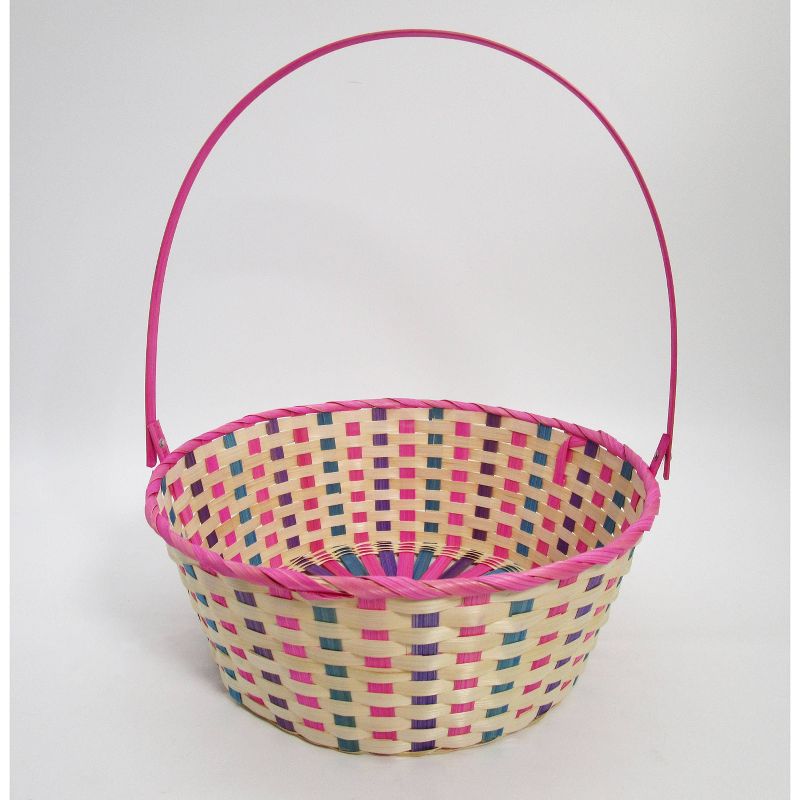 15&#34; Bamboo Easter Basket Warm Colorway Pink and Purple Mix - Spritz&#8482;, 1 of 4