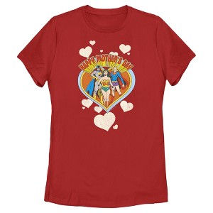 Women's Wonder Woman Happy Mother's Day Heart T-Shirt - 1 of 4