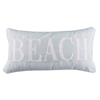 Tahiti Grey Beach Embroidered Decorative Pillow - Levtex Home