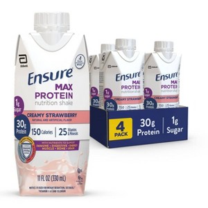 Ensure Max Protein Shake - Creamy Strawberry - 4ct/44 fl oz - 1 of 4