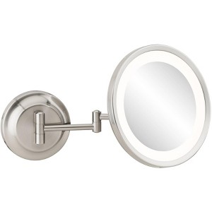 Meders Polished Nickel LED Lighted Round Makeup Wall Mirror - 1 of 3