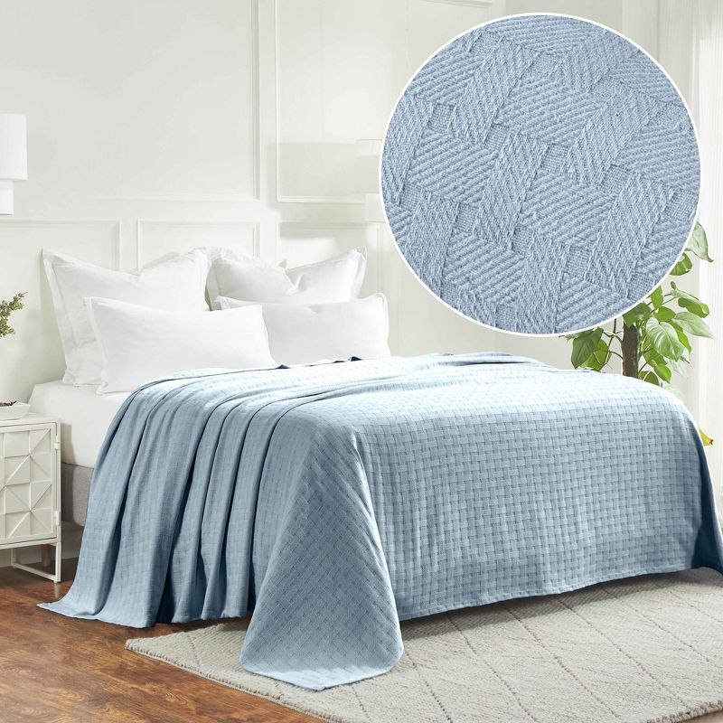 Basketweave Cotton Blanket by Blue Nile Mills, 2 of 10
