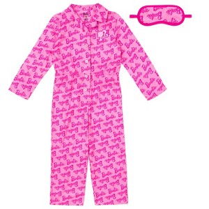 Barbie Fleece Pajama Coverall and Sleep Mask PJs Set - 1 of 4