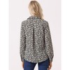 Allegra K Women's Point Collar Long Button Sleeve Button Down Floral Shirt - 4 of 4