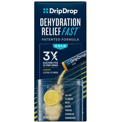 DripDrop ORS Electrolyte Powder for Fast Dehydration Relief - Lemon - 8ct
