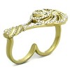 Slickblue Gold-Tone Ring for Women, Fan-Inspired Top with Clear Crystals, Split Band Style, Stainless Steel, Size 5–10 - 4 of 4