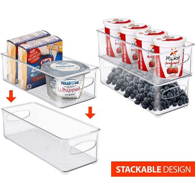 Sorbus 4 Pack Narrow Stackable Clear Storage Bins with Handles- for Kitchen Pantry, Freezer & Fridge Organization — фото 2