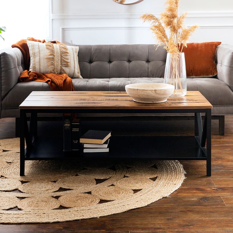 48" Two-Tone Distressed Wood Transitional Coffee Table - Saracina Home, 5 of 23