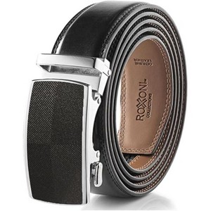 Roxoni Men's Genuine Leather Ratchet Dress Belt with Automatic Double Gloss Buckle, Enclosed in an Elegant Gift Box - 1 of 4