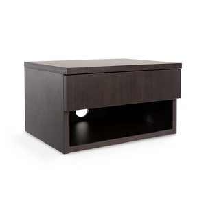 JONATHAN Y Mid-Century Modern Floating Wall Mounted Nightstand with Soft-Close Rattan Drawer and Cable Hole - 1 of 4