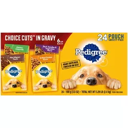 Pedigree Pouch Choice Cuts In Gravy Beef Flavored Wet Dog Food - 3.5oz/24ct Variety Pack