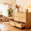 47" Natural Oak & Rattan 6-Drawer Dresser, Wood Chest with Metal Handles for Bedroom, Living Room, or Nursery Storage - 3 of 4