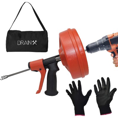 Drainx® Toilet Auger Plumbing Snake, 3 Ft., With Heavy-duty Bulbhead,  Gloves, And Storage Bag : Target