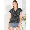 INSPIRE CHIC Women's Ruffle Collar Cap Sleeve Floral Wrap Blouse - 2 of 4