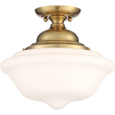 Elegant 15" Gold Frame Schoolhouse Glass Bowl Ceiling Light
